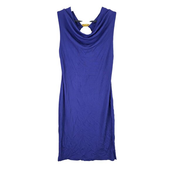 Womens Purple Carmen Marc Valvo Sleeveless Dress Cowl Neck Rayon Blend Size S - Picture 1 of 10